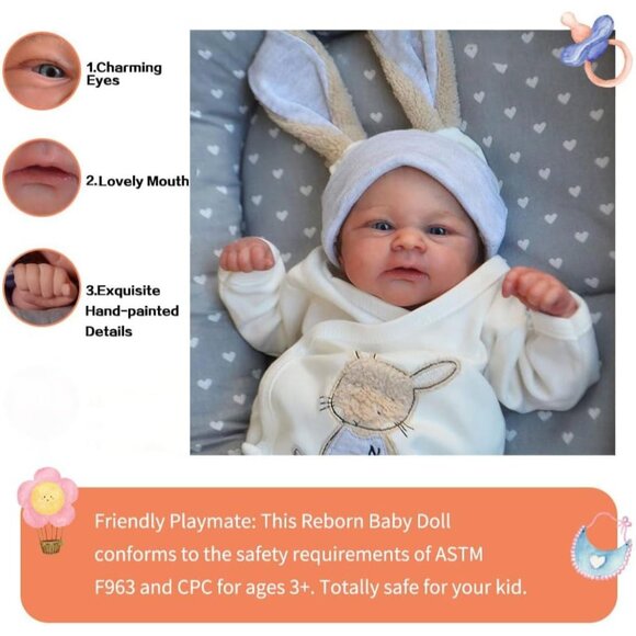 Lifelike Reborn Baby Dolls 17 in Realistic Baby Dolls Preemie Babies Reborn - Picture 8 of 8